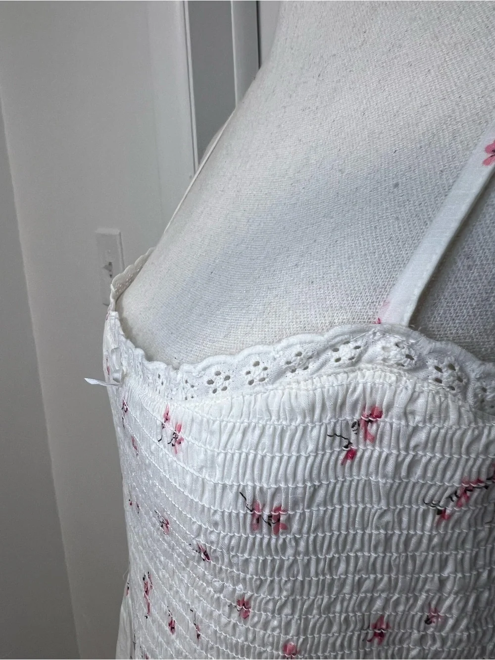 No Boundaries White Cami with Pink Floral Accent - Picture 2 of 9
